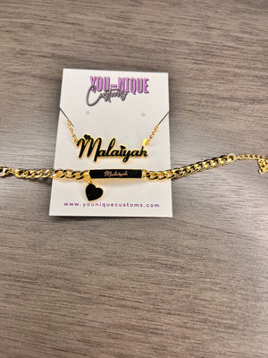 Custom Name Necklace and Bracelet Set