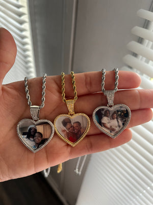 In Memory Heart Photo Pendant