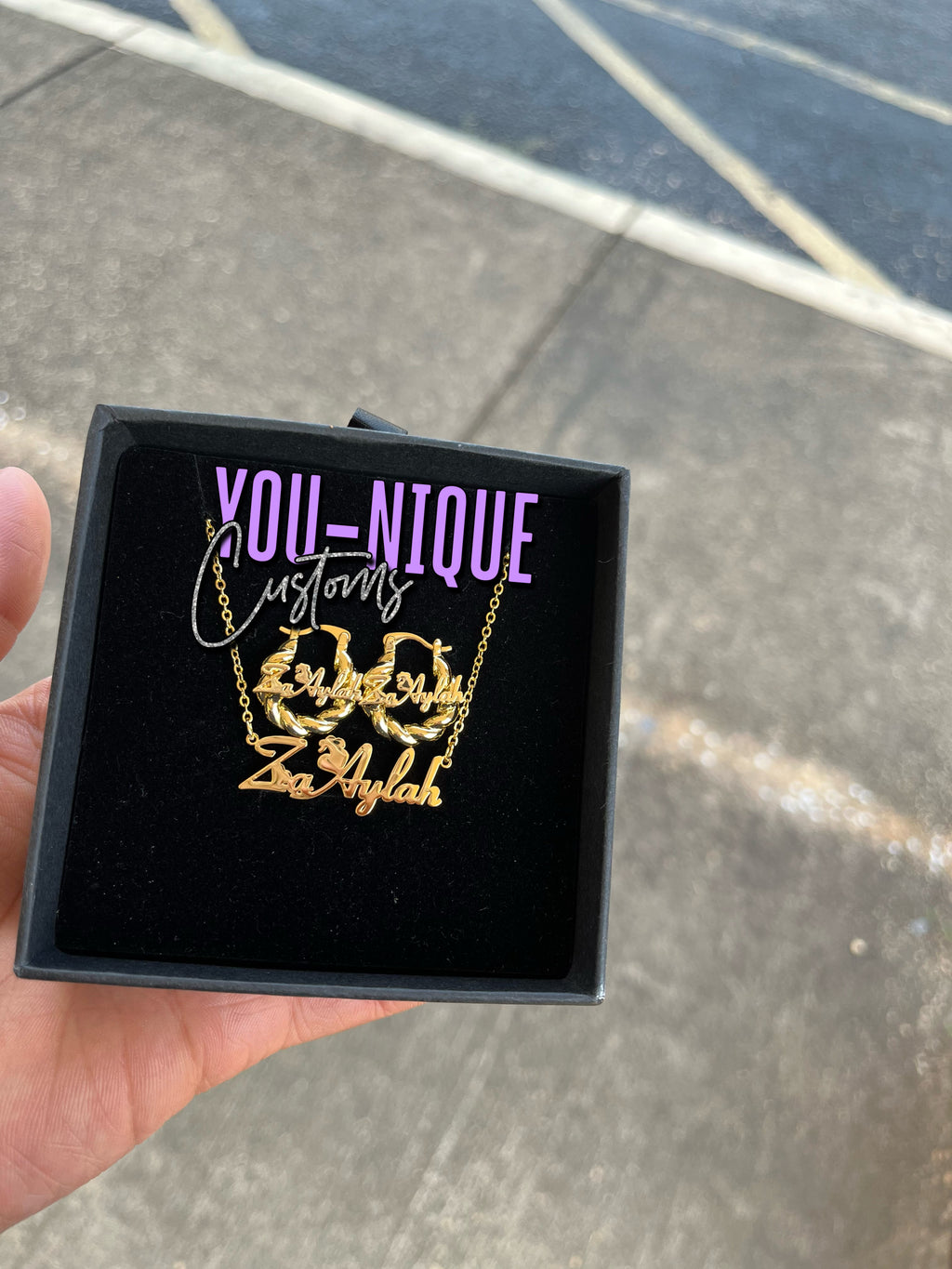 Personalized Name plate and Earring Set