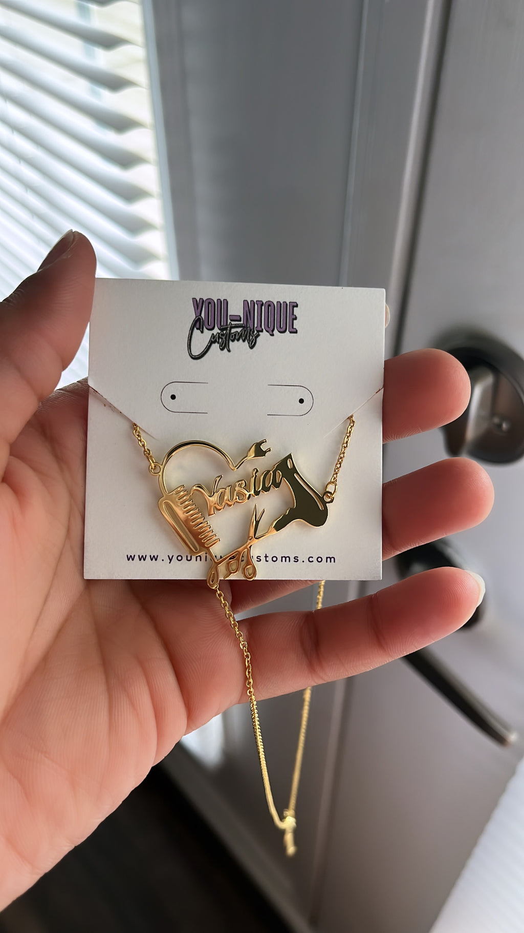 Custom hairstylist name necklace