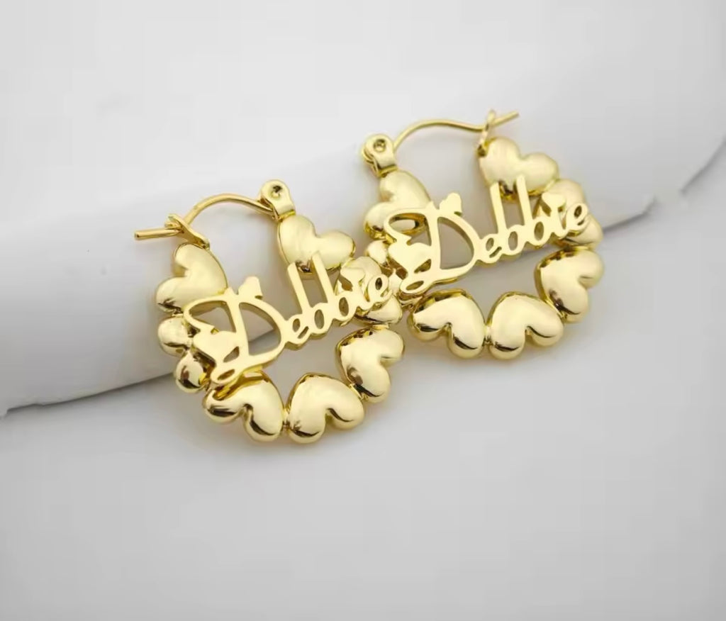 Kids custom heart shaped bamboo earrings