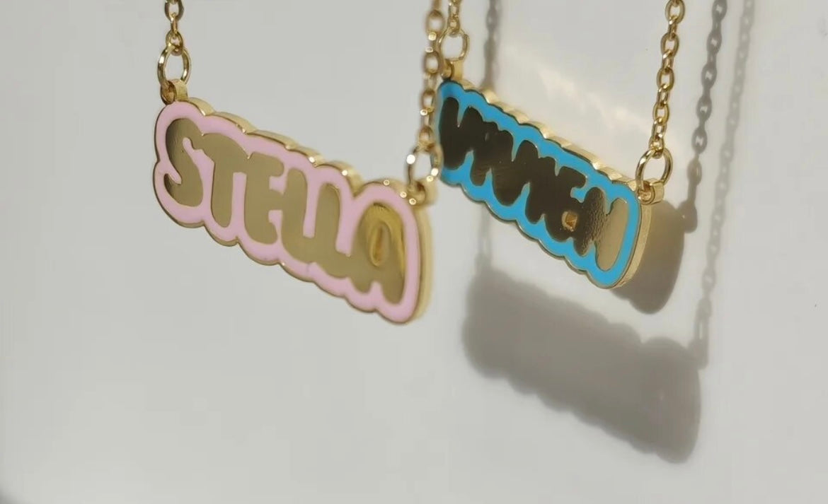 Colored Bubble Custom Name Necklace
