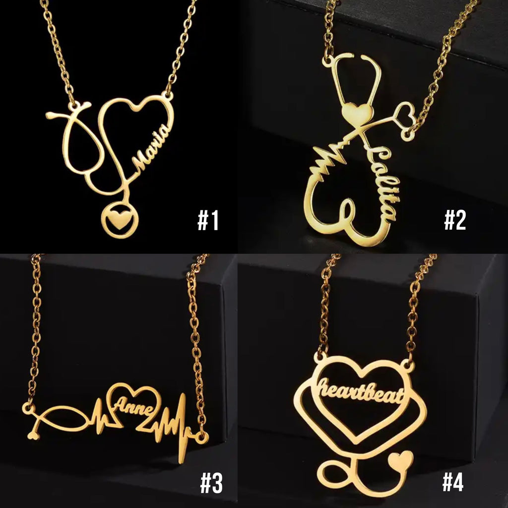 Nurse Bae Stethoscope Name Necklace