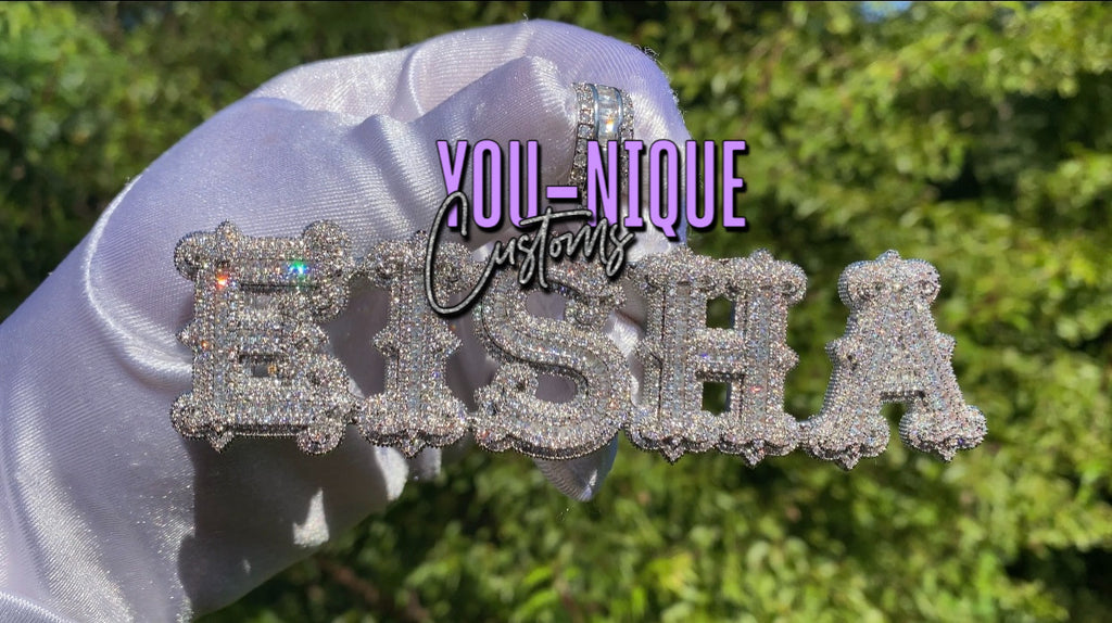 Frozen Custom Name Pendant (Tennis Chain)