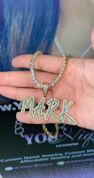 Blue Icy Pendant (Tennis Chain)