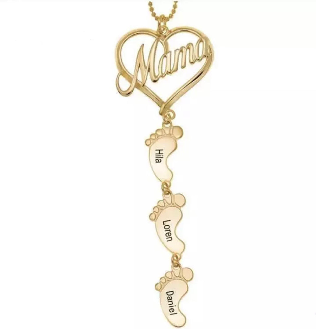 Custom Mom Foot Drop Necklace