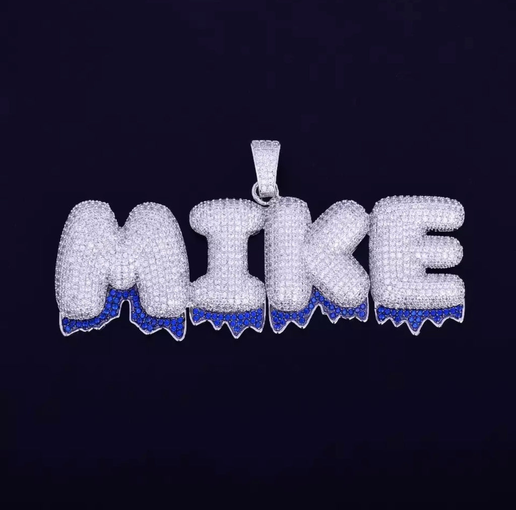 Icy Blue Drip Pendant (Tennis Chain)