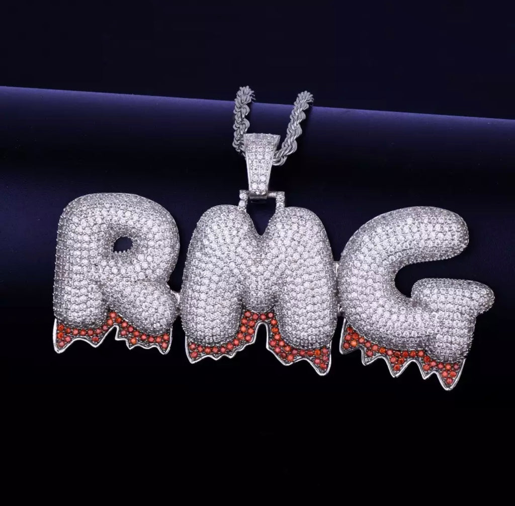 Icy Red Drip Pendant (Rope Chain)