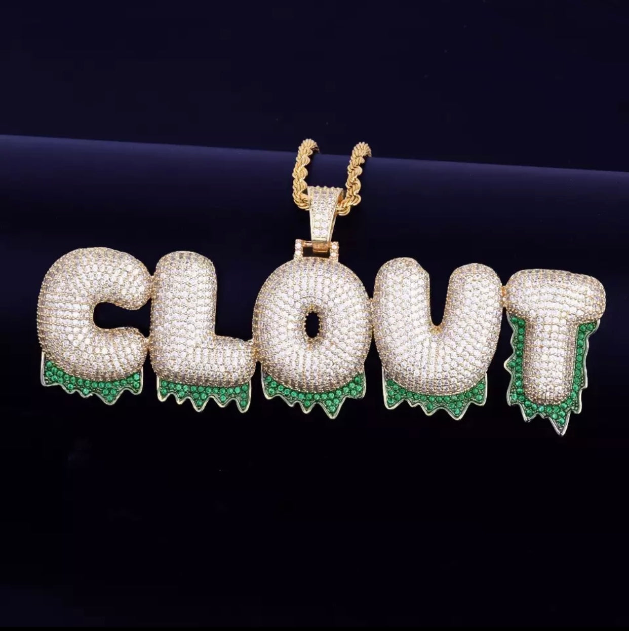 Icy Green Drip Pendant (Tennis Chain)