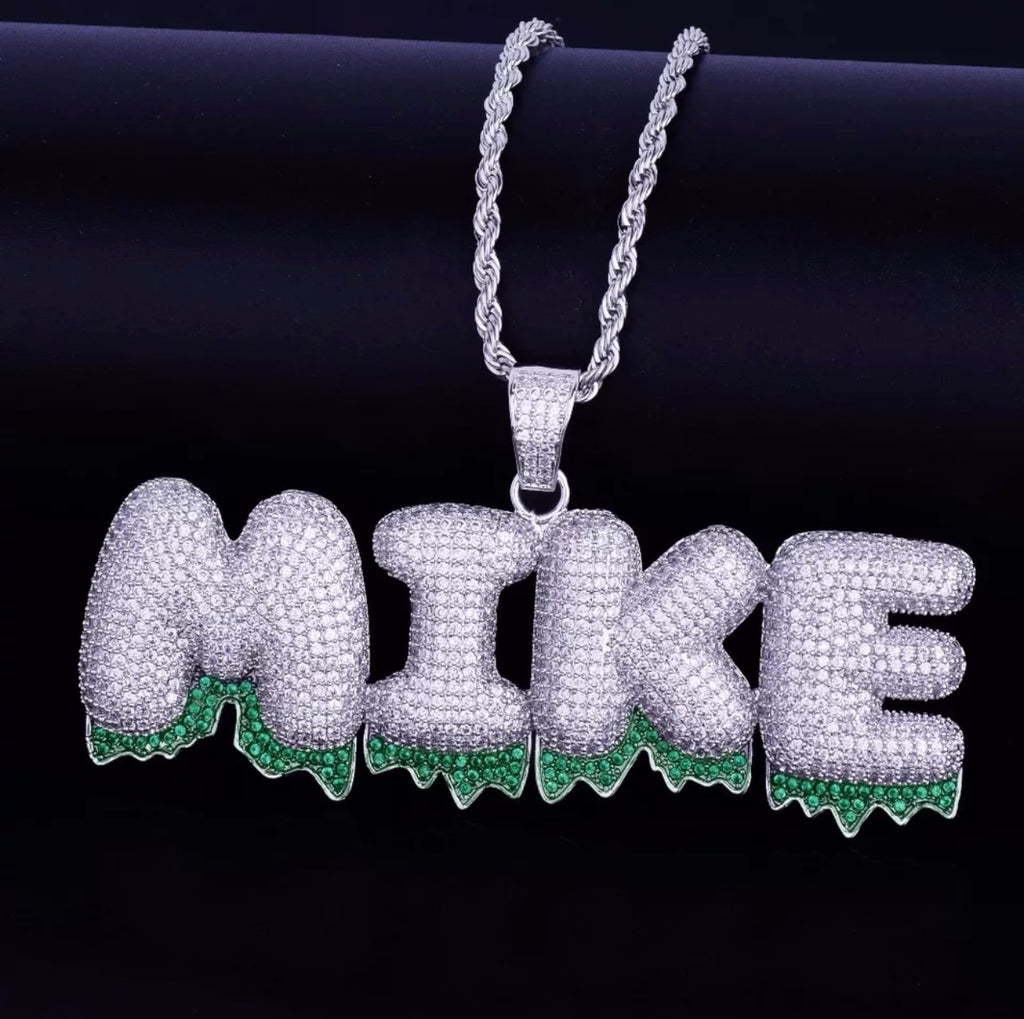 Icy Green Drip Pendant (Rope Chain)