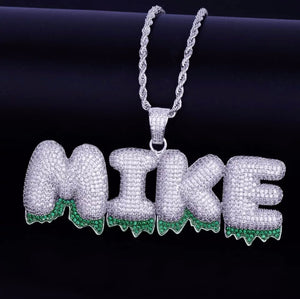 Icy Green Drip Pendant (Tennis Chain)