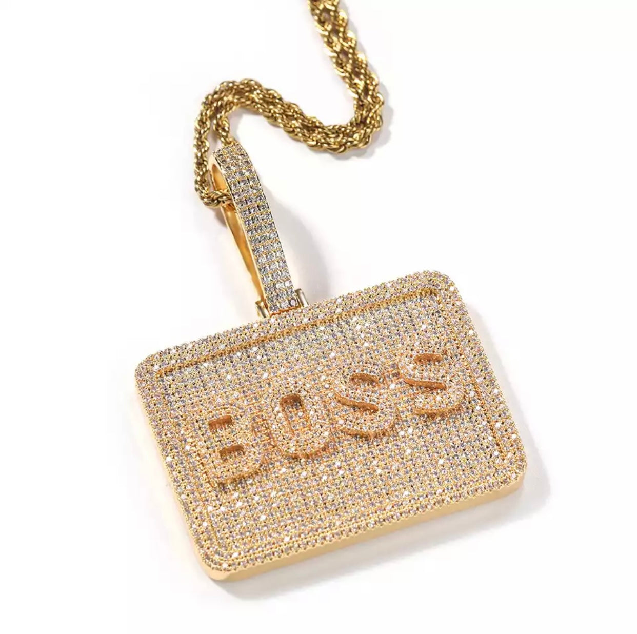 Small Custom Square Pendant (Rope Chain)