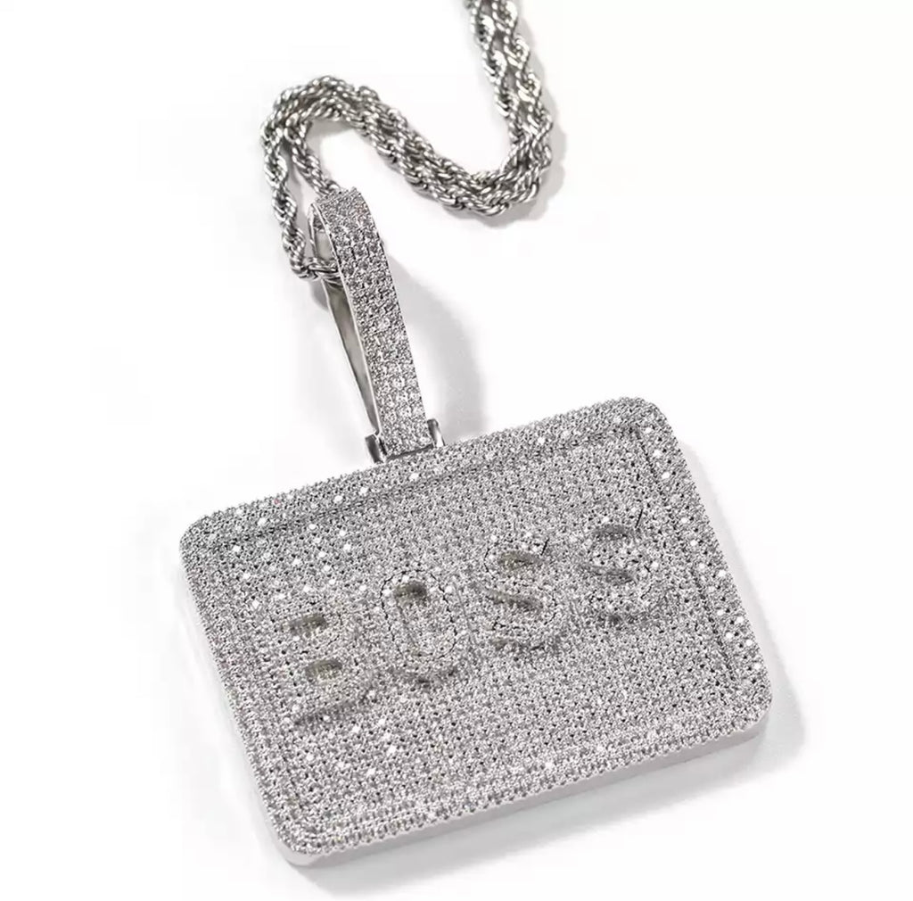 Small Custom Square Pendant (Rope Chain)