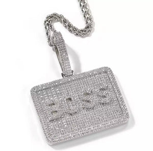 Small Custom Square Pendant (Rope Chain)
