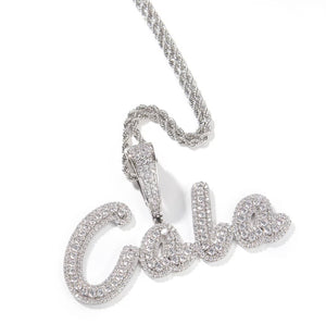 Frosted Baguette Name Pendant (Rope Chain)