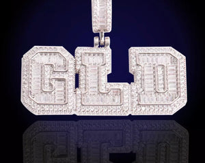 Bold Face Baguette Pendant (Rope Chain)