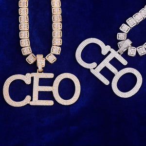 Solid Bubble Letter Pendant (Baguette Chain)