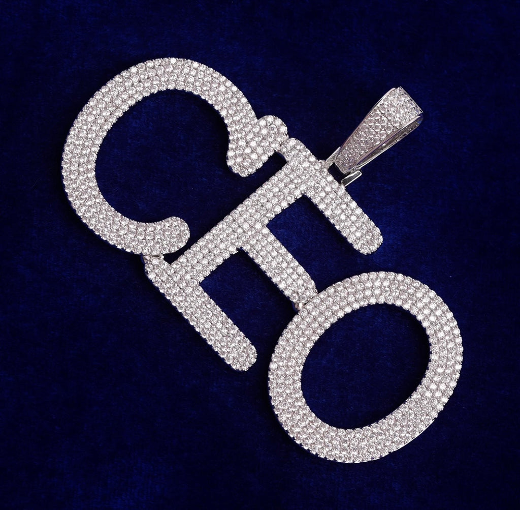 Solid Bubble Letter Pendant (Rope Chain)