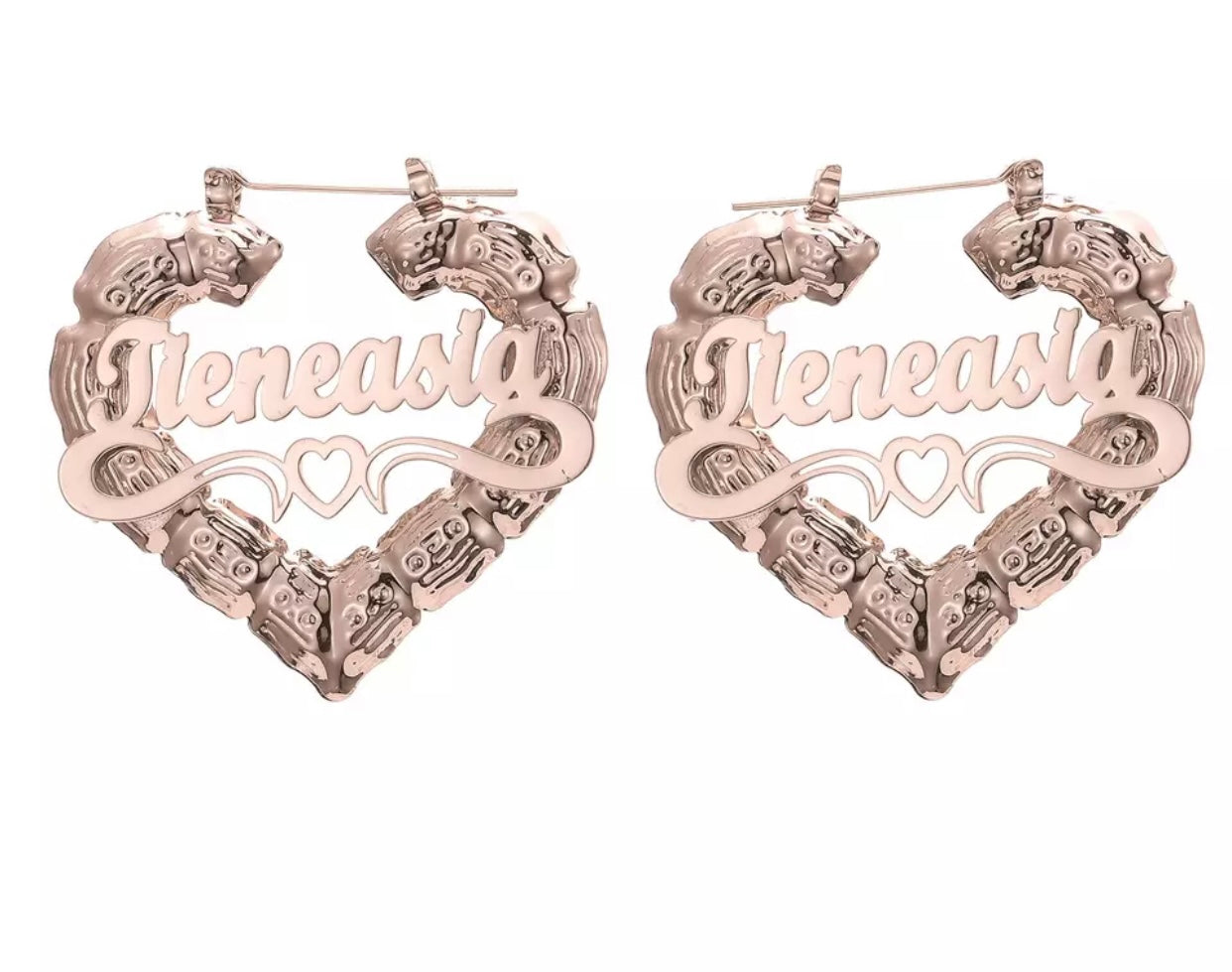 Custom Heart Bamboo Earrings