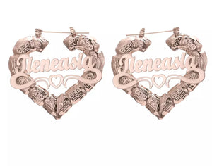 Custom Heart Bamboo Earrings