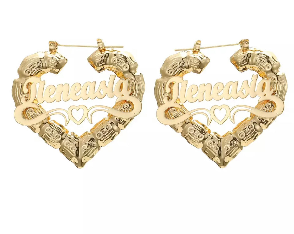 Custom Heart Bamboo Earrings