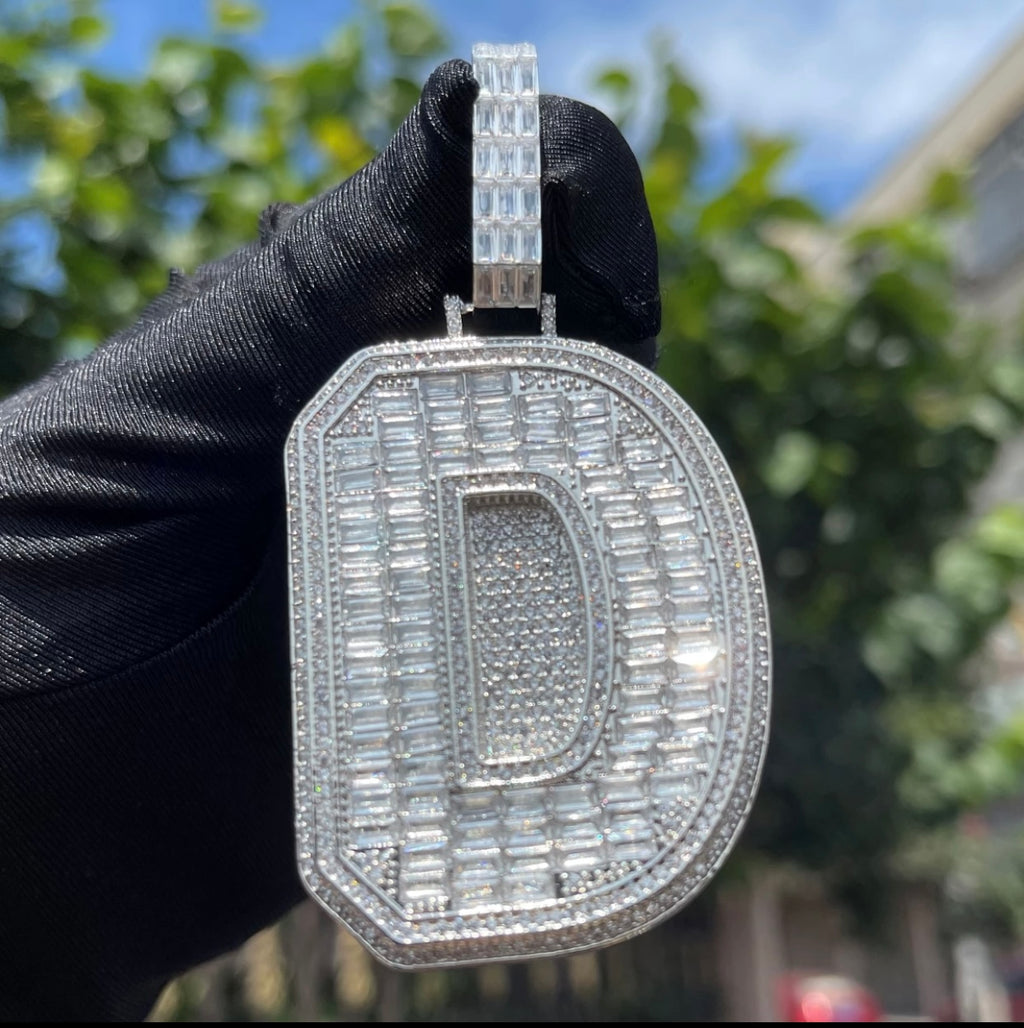Big Baguette Icy Initial Pendant