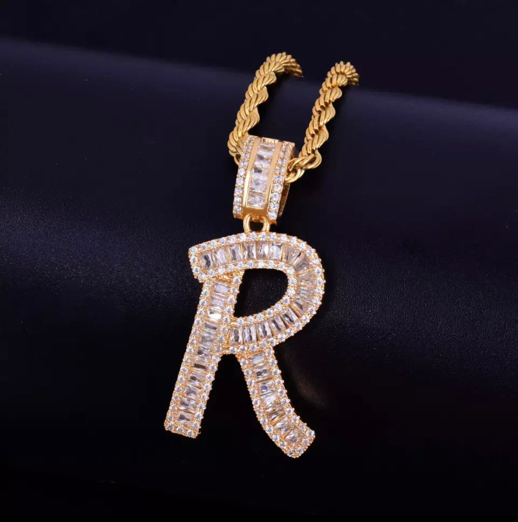 Baguette Initial Pendant