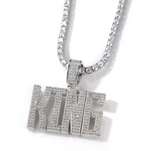 Bold Icy Bubble Letter Pendant (Tennis Chain)