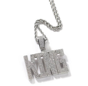 Bold Icy Bubble Letter Pendant (Rope Chain)