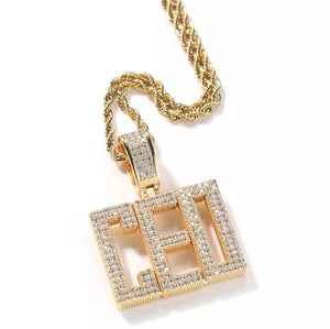 Bold Icy Bubble Letter Pendant (Rope Chain)