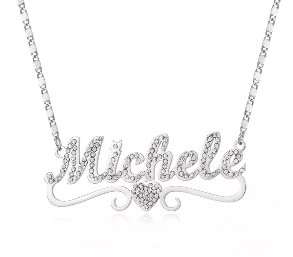Diamond Heart Name Plate