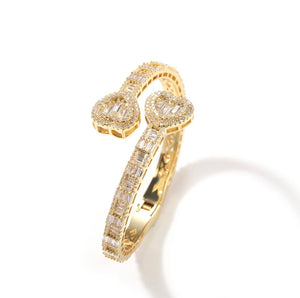 Iced Baguette Heart Bangle