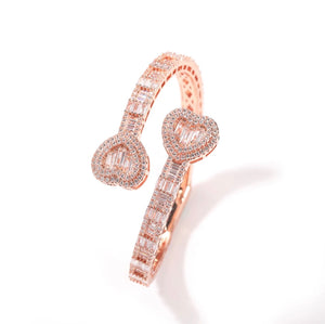 Iced Baguette Heart Bangle