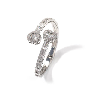 Iced Baguette Heart Bangle