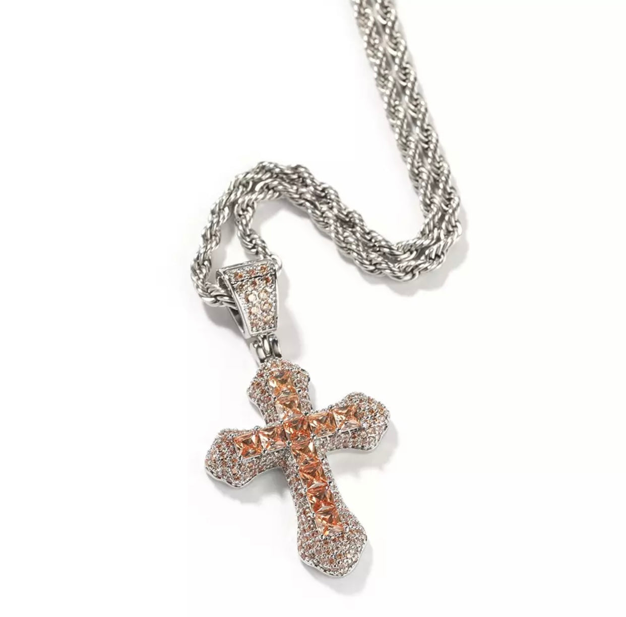 Icy Colored Cross Pendant