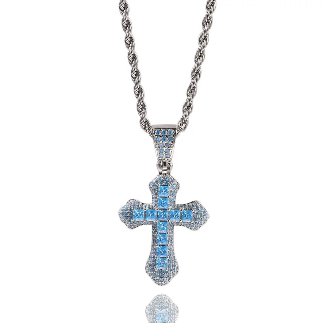 Icy Colored Cross Pendant