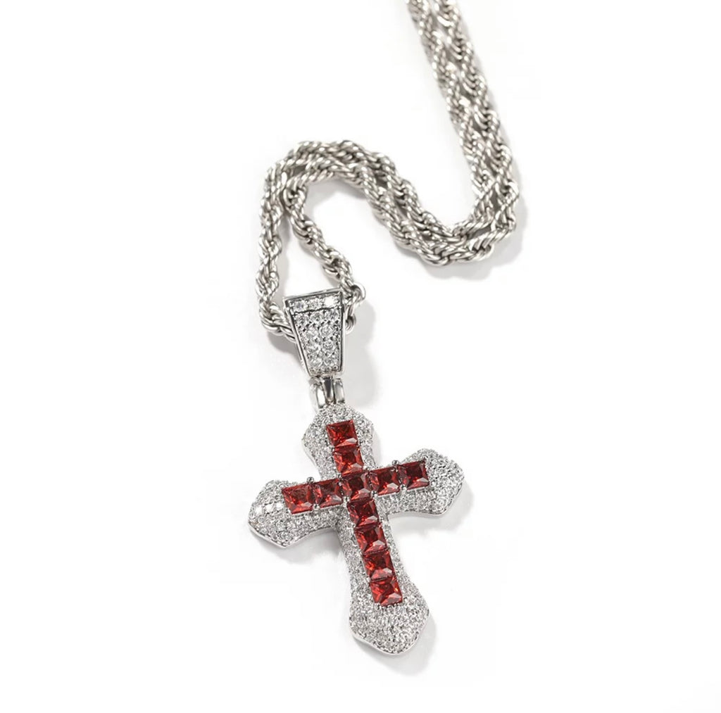 Icy Colored Cross Pendant