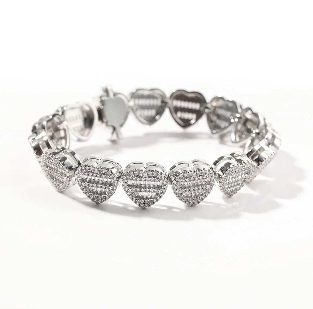 Iced Out Heart Bracelet