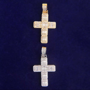 Baguette Cross Pendant (Real Gold Plated)