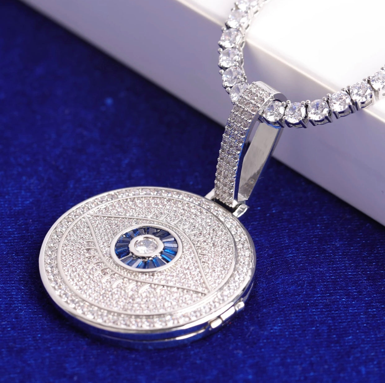 Icy Evil Eye Photo Locket