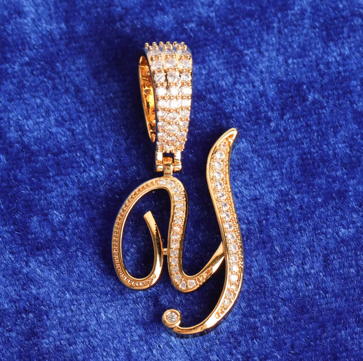 Real Gold Plated Cursive Initial