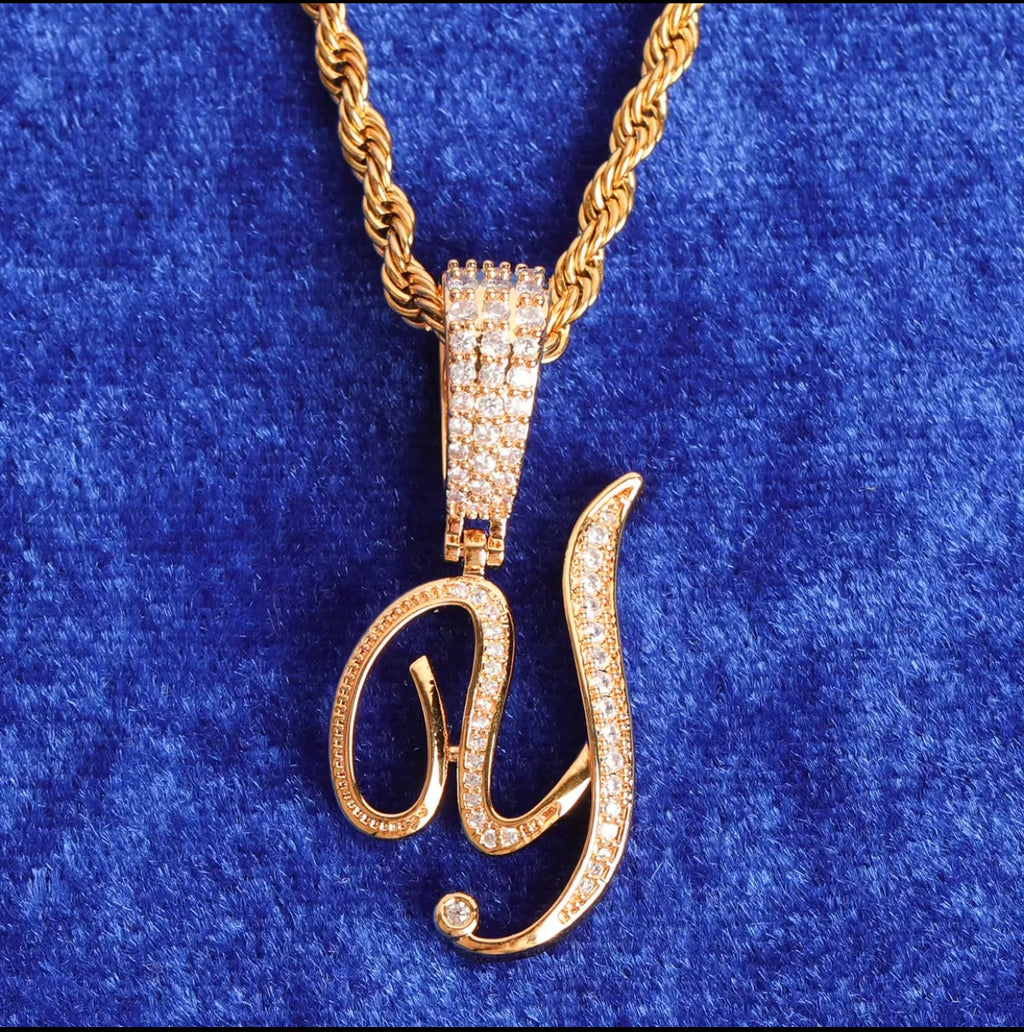Real Gold Plated Cursive Initial