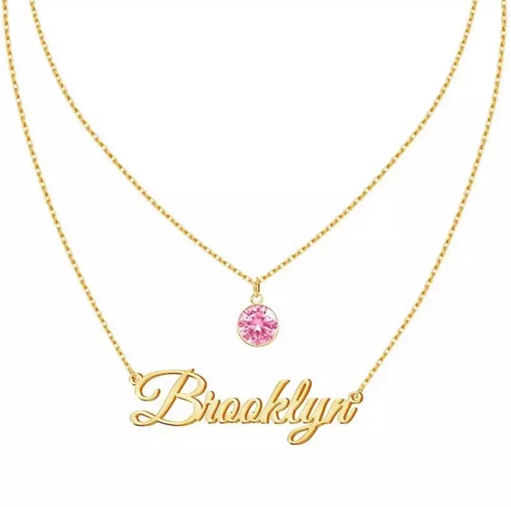 Layered Birthstone Name Plate