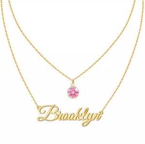 Layered Birthstone Name Plate