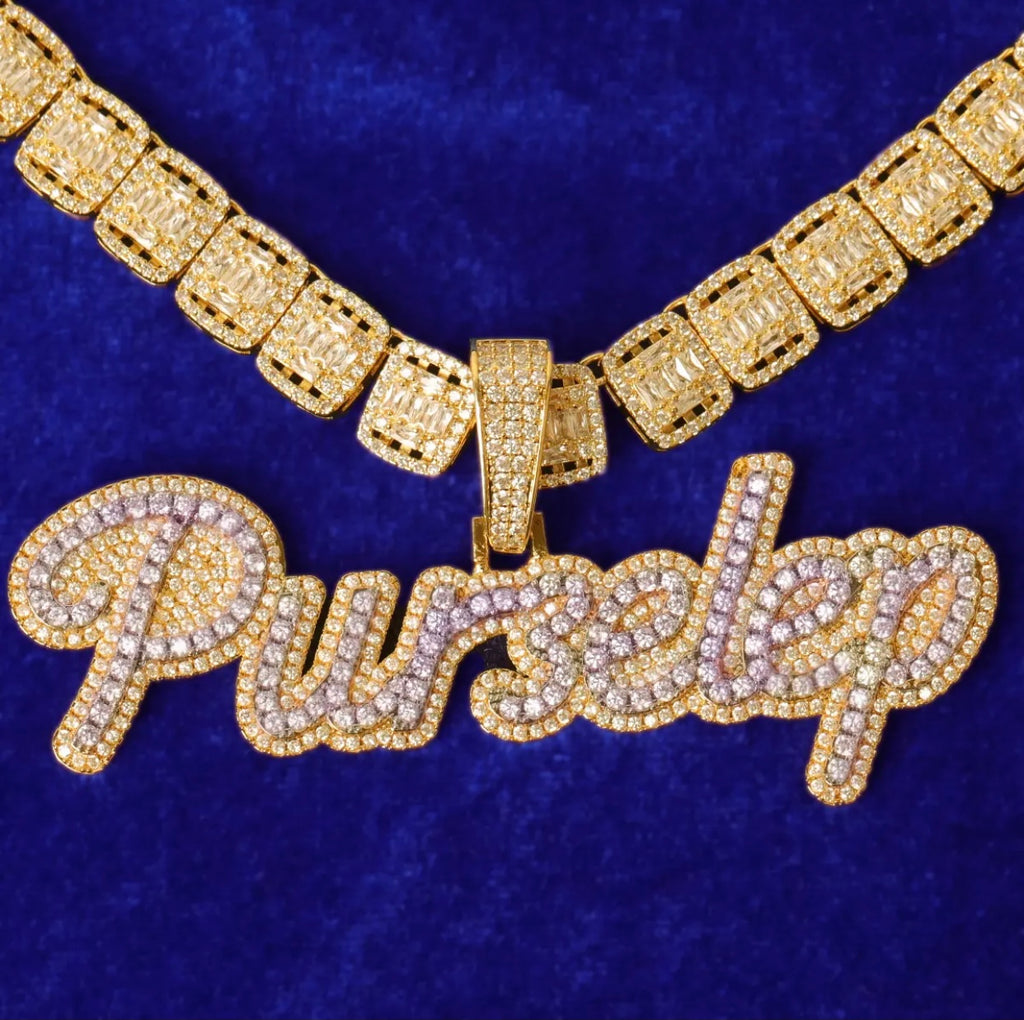 Icy Square Diamond Custom Name Pendant