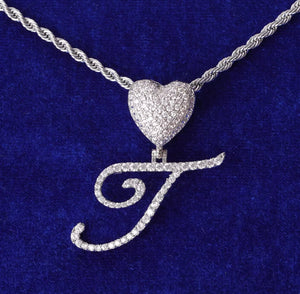 Heart On Ice Initial Pendant (Rope Chain)