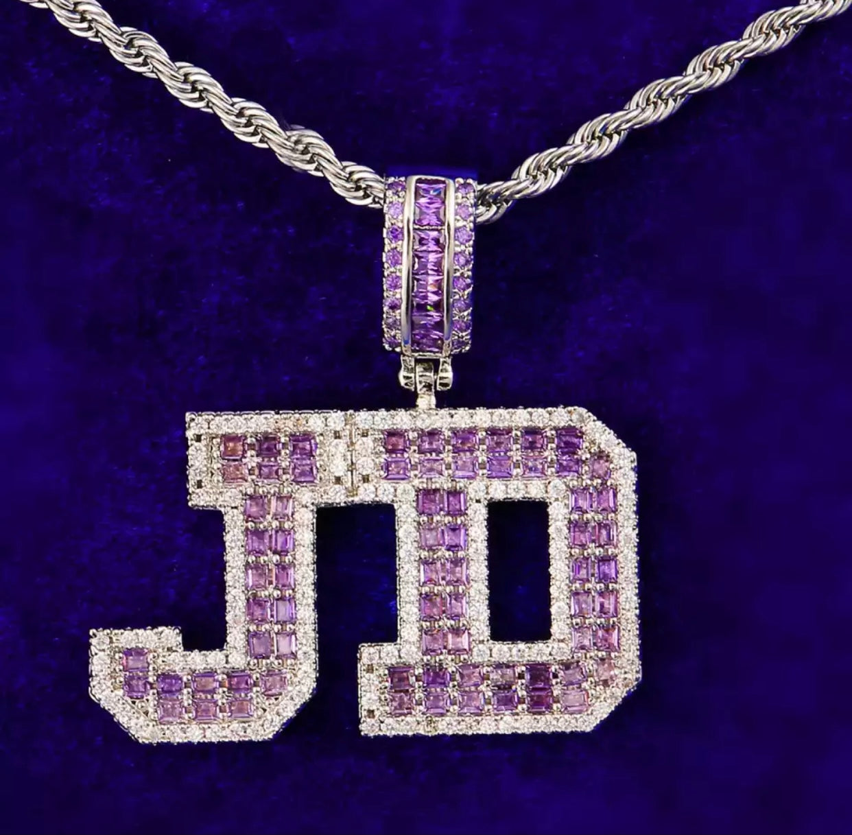 Colored Baguette Pendant Necklace (Rope)