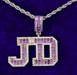Colored Baguette Pendant Necklace (Rope)