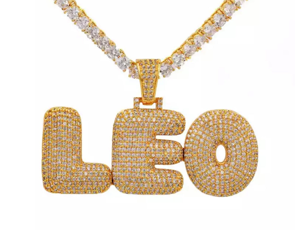 Bubble Letter Pendant (Tennis Chain)