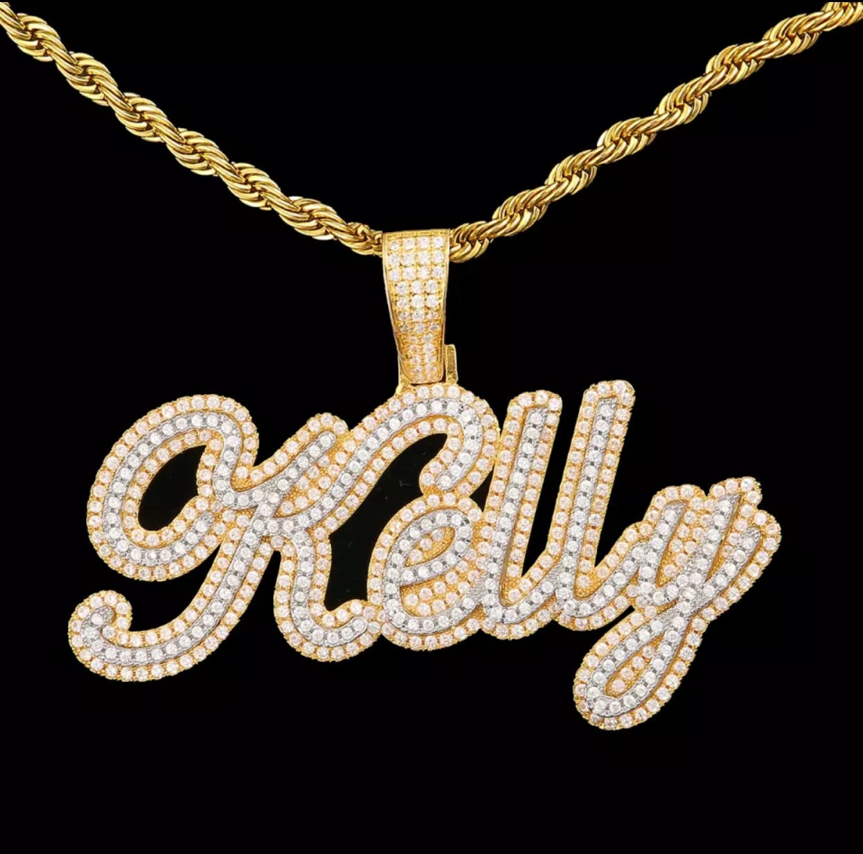 Ice Galore Name Pendant (Rope Chain)